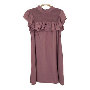 A New Day‎ Plum Color Ruffle Mid iBoho Cottage  Dress Sz XL